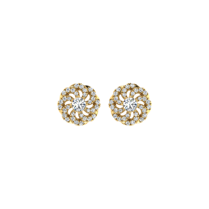 Round Floral Diamond Earrings