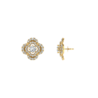 Lilly Petals Round Diamond Stud Earrings