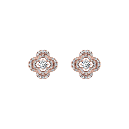 Lilly Petals Round Diamond Stud Earrings