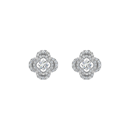 Lilly Petals Round Diamond Stud Earrings