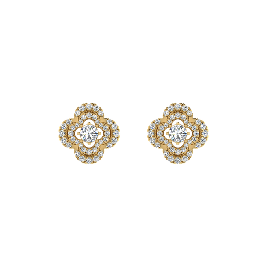 Lilly Petals Round Diamond Stud Earrings