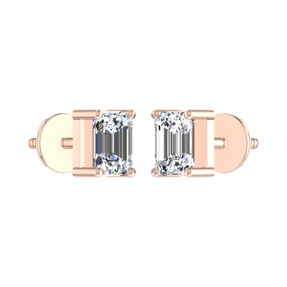 Plush Beauty 1 Carat Each Emerald Cut Solitaire Earring