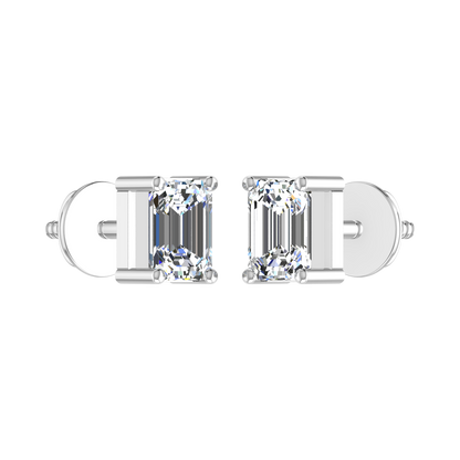 Plush Beauty 1 Carat Each Emerald Cut Solitaire Earring
