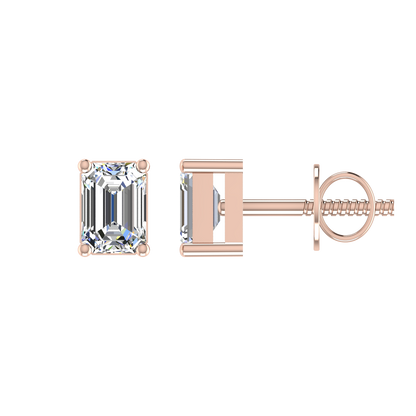 Plush Beauty 1 Carat Each Emerald Cut Solitaire Earring