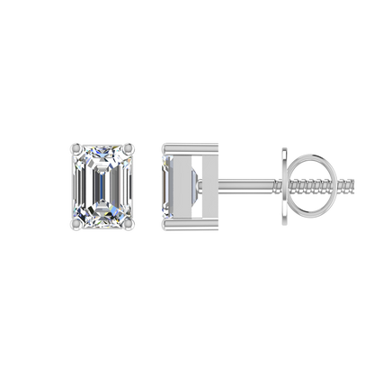 Plush Beauty 1 Carat Each Emerald Cut Solitaire Earring