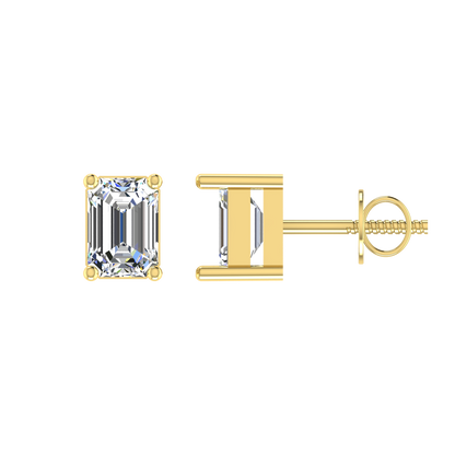 Plush Beauty 1 Carat Each Emerald Cut Solitaire Earring
