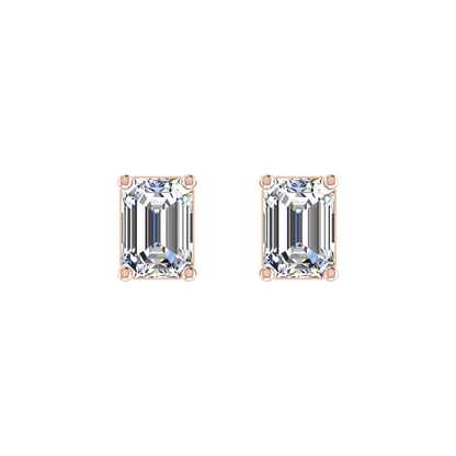 Plush Beauty 1 Carat Each Emerald Cut Solitaire Earring