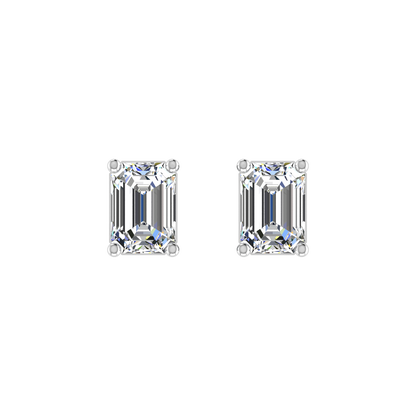 Plush Beauty 1 Carat Each Emerald Cut Solitaire Earring