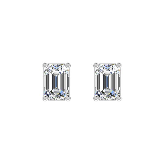 Plush Beauty 1 Carat Each Emerald Cut Solitaire Earring