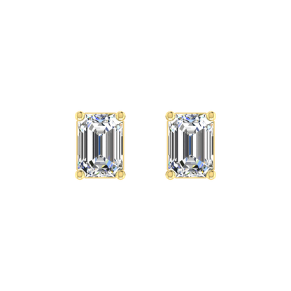 Plush Beauty 1 Carat Each Emerald Cut Solitaire Earring