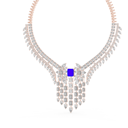 Majestic Royal Sapphire & Diamond Bridal Necklace - Price On Request
