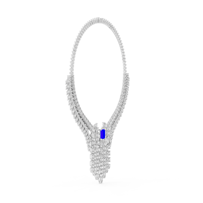 Majestic Royal Sapphire & Diamond Bridal Necklace - Price On Request