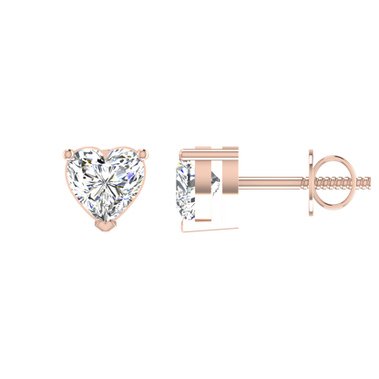 Twinning Hearts 0.5 Carat Each Solitaire Stud Earrings