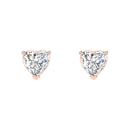 Twinning Hearts 0.5 Carat Each Solitaire Stud Earrings