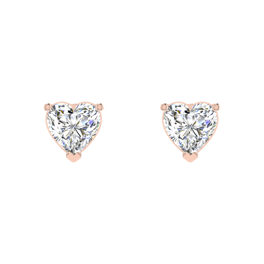 Twinning Hearts 0.5 Carat Each Solitaire Stud Earrings
