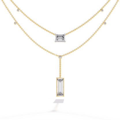 Baguette Emerald Solitaire Necklace