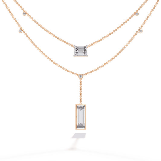 Baguette Emerald Solitaire Necklace