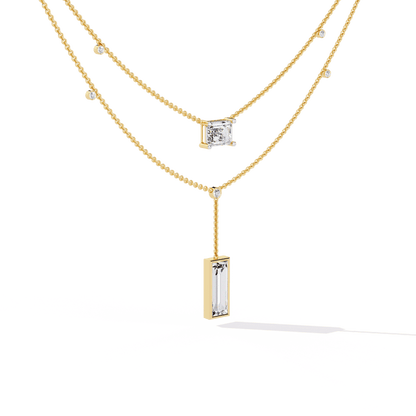 Baguette Emerald Solitaire Necklace