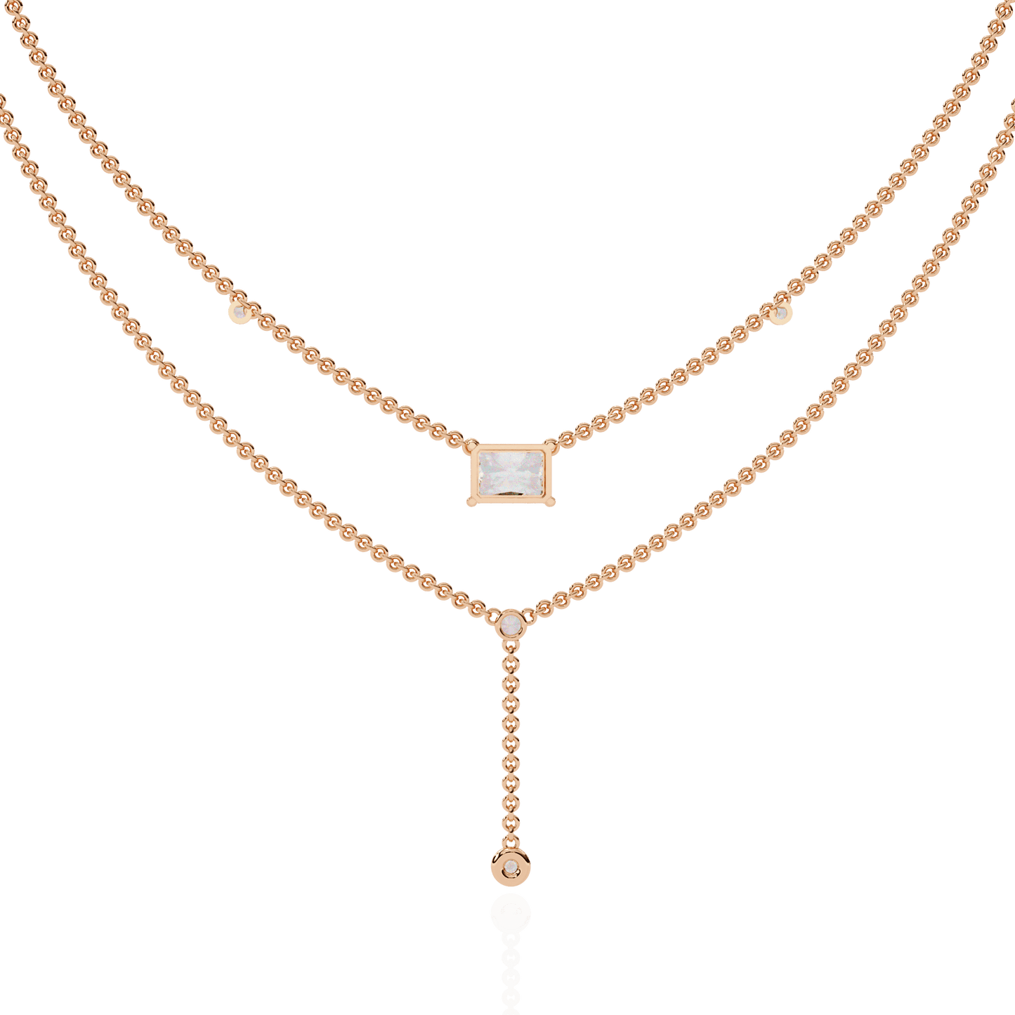Trendsetter Radiant and Round Diamond Necklace