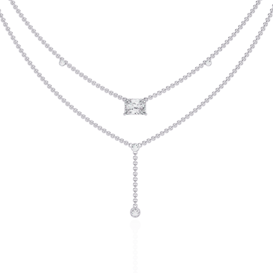 Trendsetter Radiant and Round Diamond Necklace