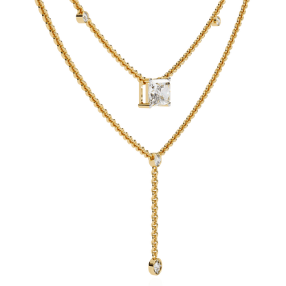Trendsetter Radiant and Round Diamond Necklace