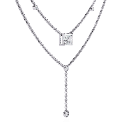 Trendsetter Radiant and Round Diamond Necklace