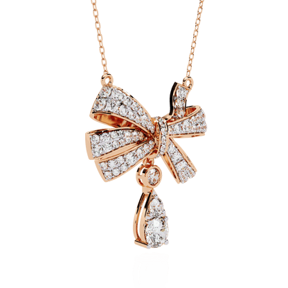 Tie and Tear Drop Diamond Necklace