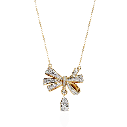 Tie and Tear Drop Diamond Necklace