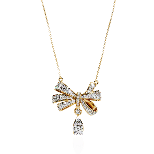 Tie and Tear Drop Diamond Necklace