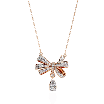 Tie and Tear Drop Diamond Necklace