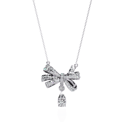 Tie and Tear Drop Diamond Necklace
