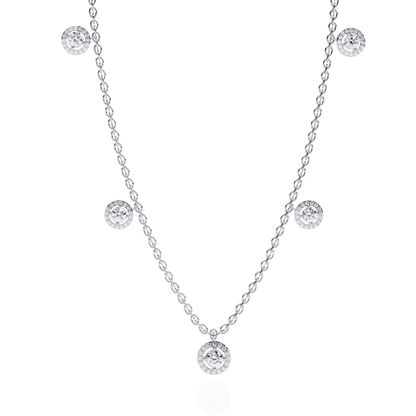 Halo Round Cut Diamond Necklace