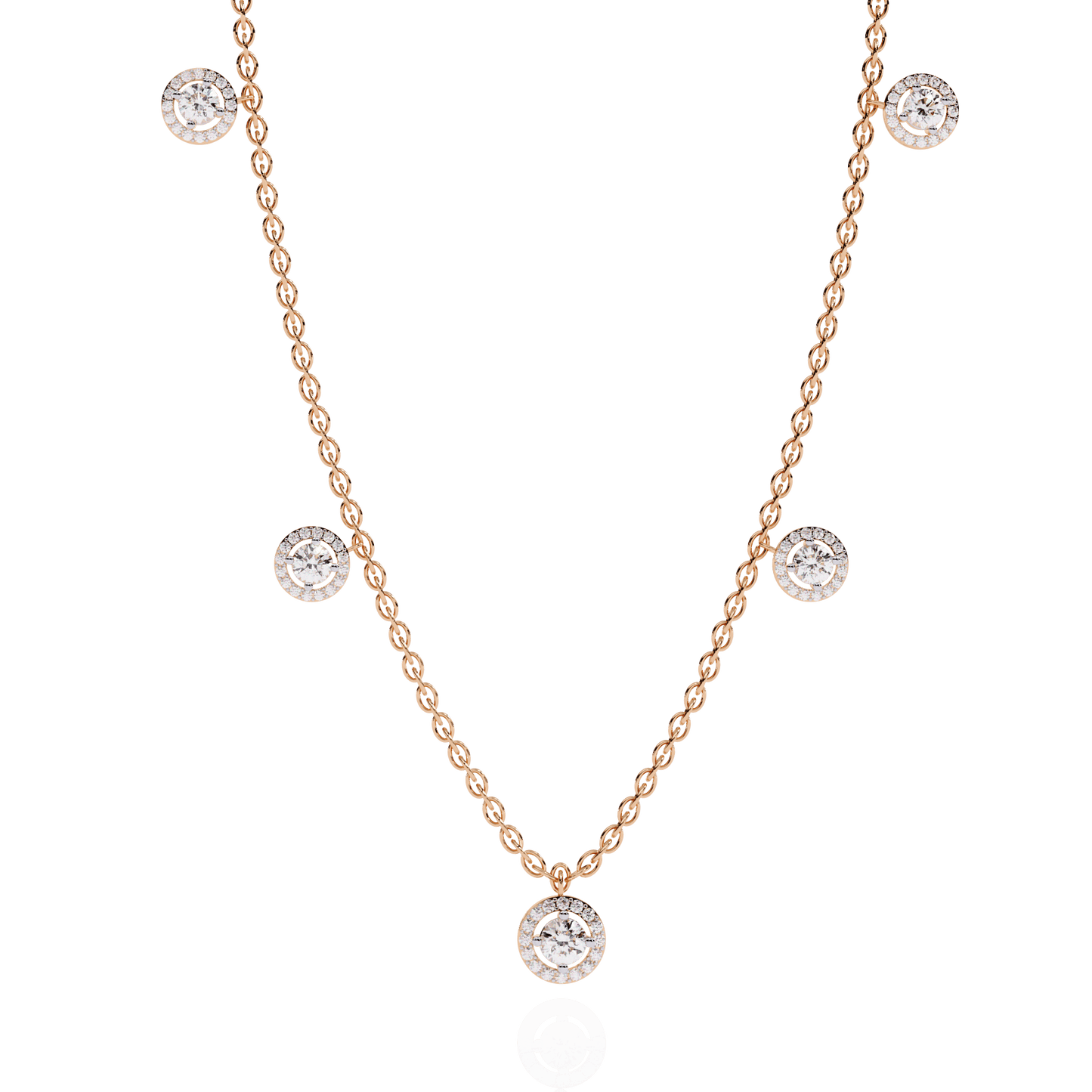 Halo Round Cut Diamond Necklace