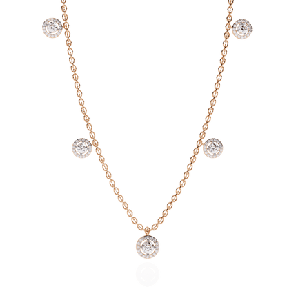 Halo Round Cut Diamond Necklace