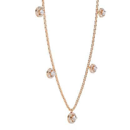 Halo Round Cut Diamond Necklace