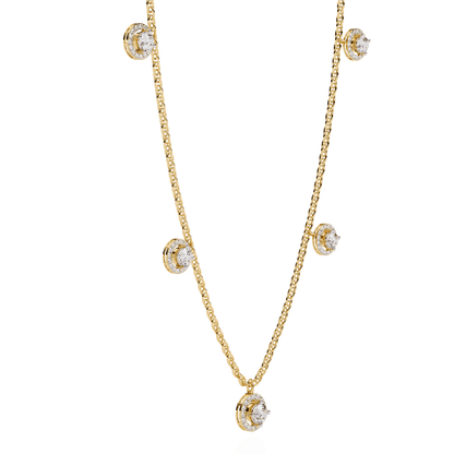 Halo Round Cut Diamond Necklace