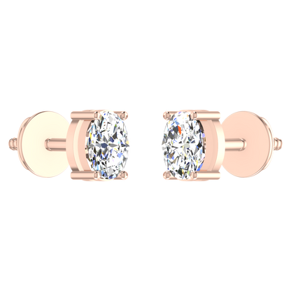 1 Carat Each Daily Wear Oval Shaped Solitaire Earrings