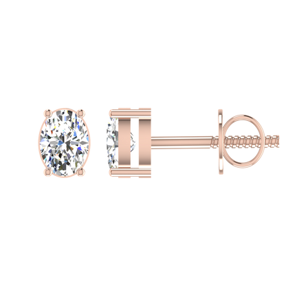 1 Carat Each Daily Wear Oval Shaped Solitaire Earrings