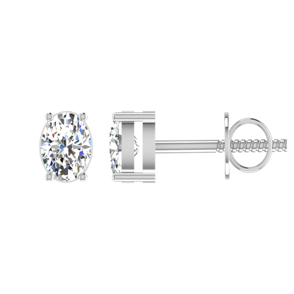 1 Carat Each Daily Wear Oval Shaped Solitaire Earrings