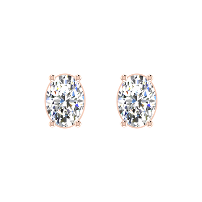 1 Carat Each Daily Wear Oval Shaped Solitaire Earrings