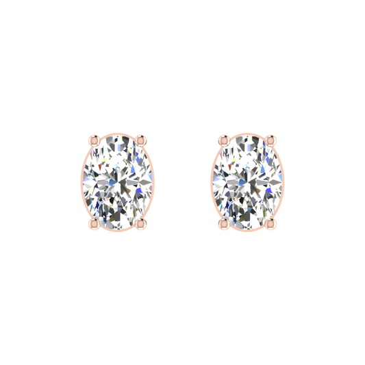 1 Carat Each Daily Wear Oval Shaped Solitaire Earrings