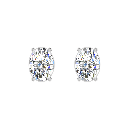 1 Carat Each Daily Wear Oval Shaped Solitaire Earrings