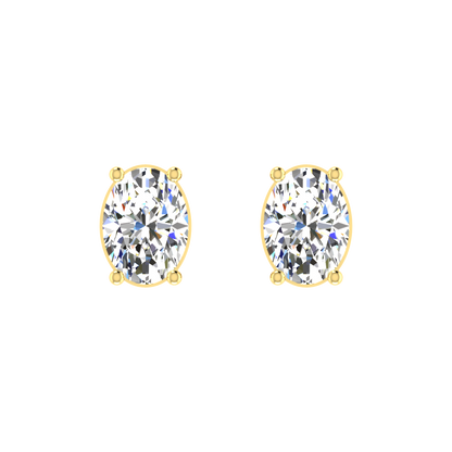 1 Carat Each Daily Wear Oval Shaped Solitaire Earrings