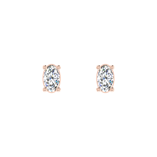 Sparkling 0.25 Carat Each Oval Diamond Earrings