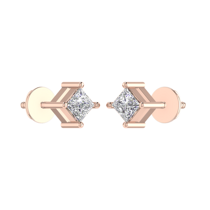 0.25 Carat Each Princess Cut Regular Diamond Earrings