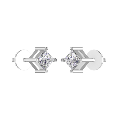 0.25 Carat Each Princess Cut Regular Diamond Earrings