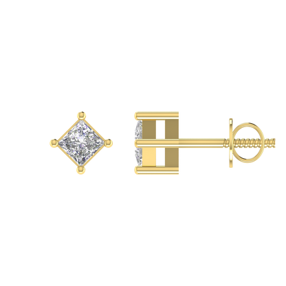0.25 Carat Each Princess Cut Regular Diamond Earrings