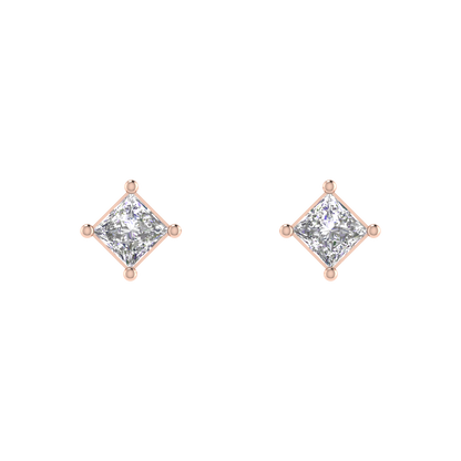 0.25 Carat Each Princess Cut Regular Diamond Earrings