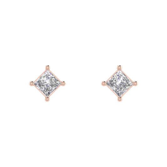 0.25 Carat Each Princess Cut Regular Diamond Earrings