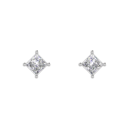 0.25 Carat Each Princess Cut Regular Diamond Earrings